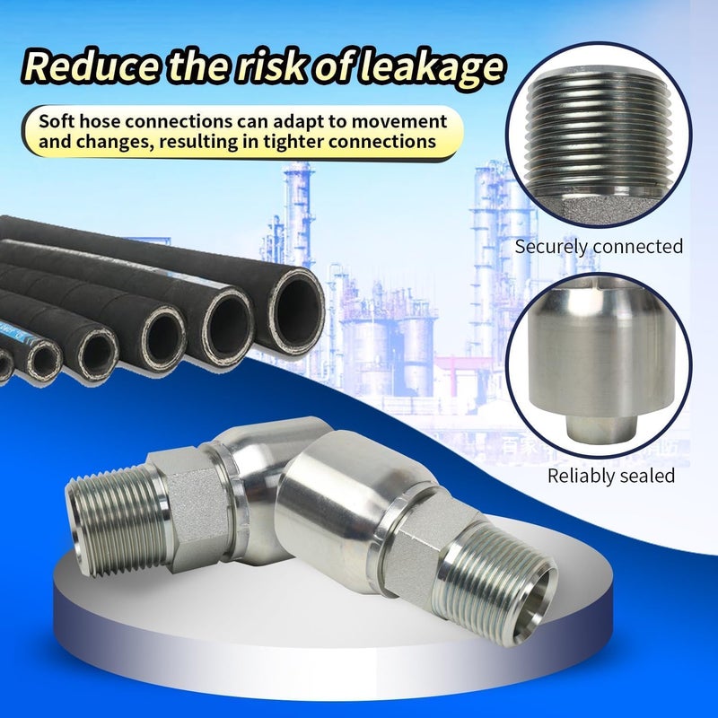AKM 12 PCS Hydraulic Hose Fittings,1/4" Hose x 1/4" NPTF Male Pipe Hydraulic Hose Crimp Fitting Ends - Image 2